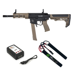 Starter pack for beginners, AEG - Specna SMG - Half-Tan