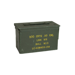 US .50 Cal Ammunition Metal Box, used - Olive