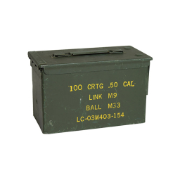 US .50 Cal Ammunition Metal Box, used - Olive