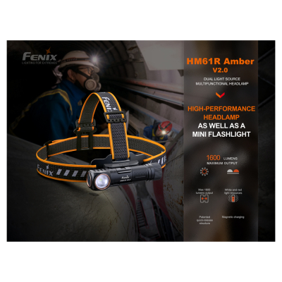                             Fenix Headlamp HM61R Amber V2.0                        