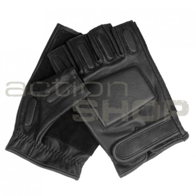 Mil-Tec SEC Leather Half Finger Gloves, black L                    