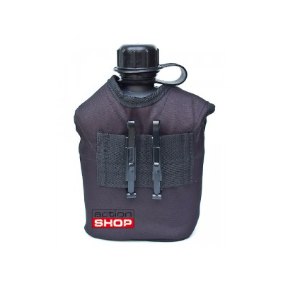                             US polymer water canteen with cup and cover, black                        