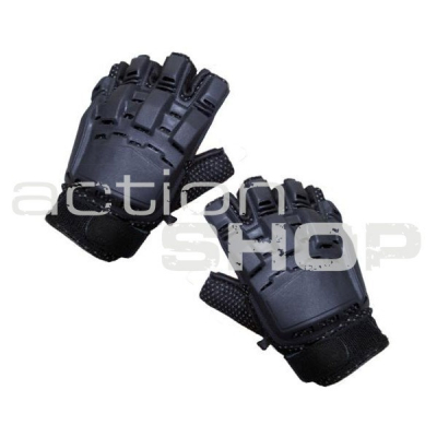                             Paintball Half Finger Gloves - Black                        